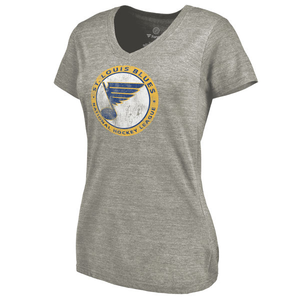 St. Louis Blues Women's Throwback Logo 1970 Tri Blend T-Shirt Ash
